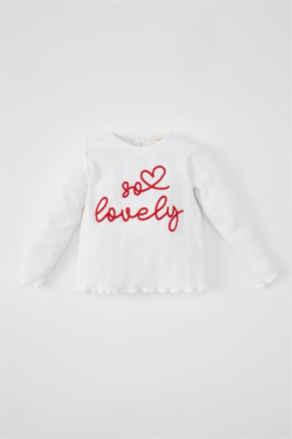 Baby Girl Crew Neck Printed Ribbed Camisole T-Shirt