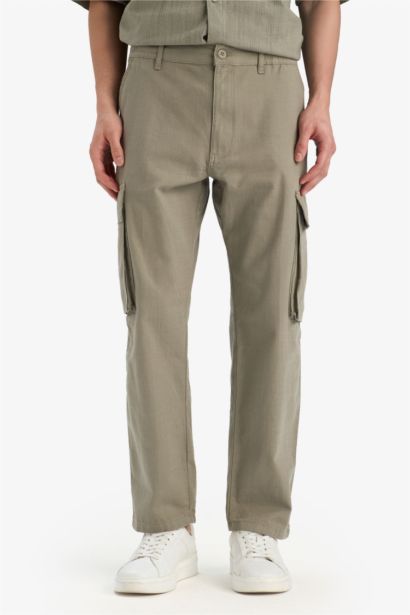 Wide Leg With Cargo Pocket Linen Look Trousers
