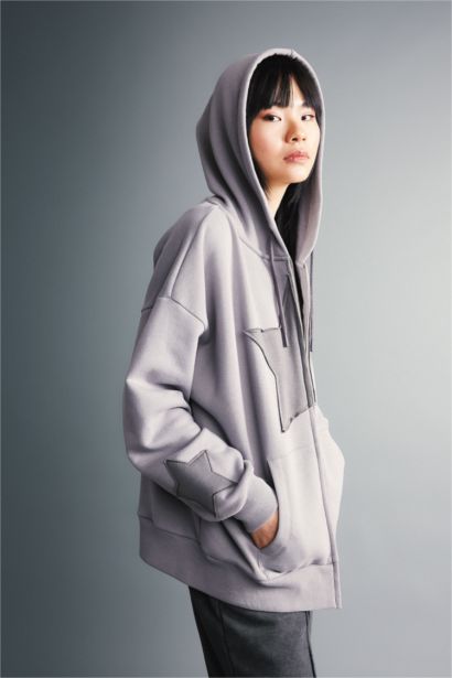 Oversize Fit Thick Sweatshirt Fabric Cardigan