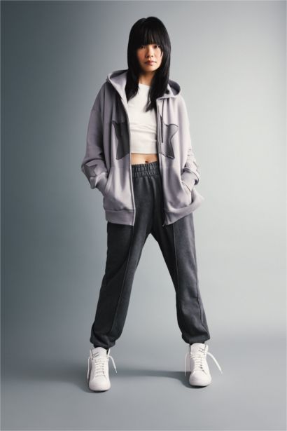 Oversize Fit Thick Sweatshirt Fabric Cardigan