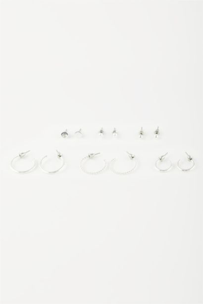 حلق فضي حريمي - 6 قطع