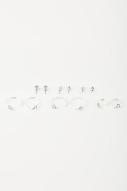 حلق فضي حريمي - 6 قطع