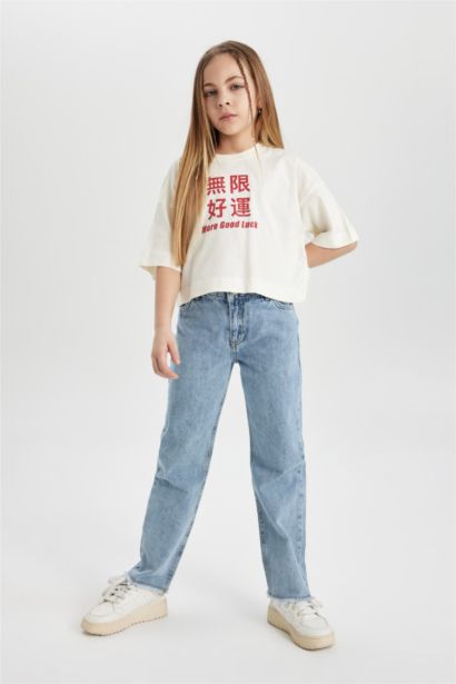 Girl Printed Short Sleeve Crop T-Shirt