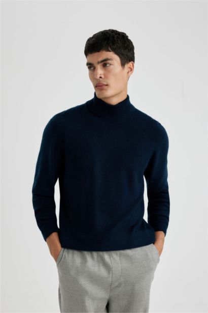 Standard Fit Turtleneck Basic Knitted Pullover