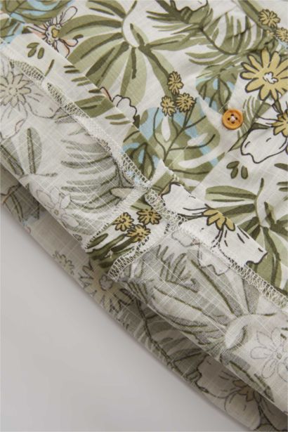 Baby Girl Crew Neck Flared Poplin Short Sleeve Shirt