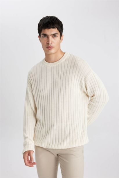 Relax Fit Crew Neck Knitted Basic Pullover