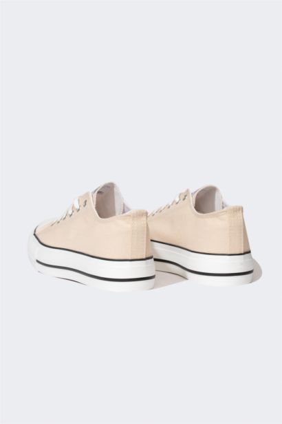 Woman Thick Sole Laced Cloth Shoes