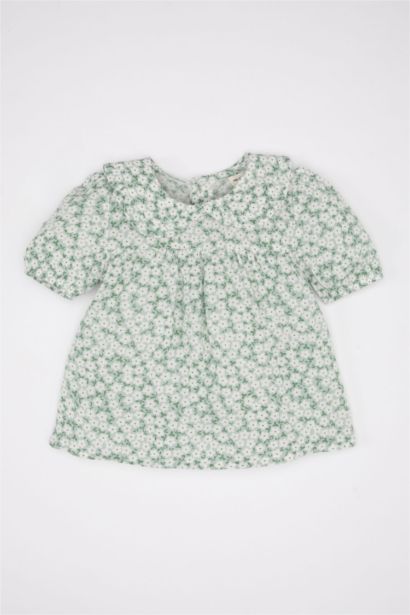 Baby Girl Bebe Collar Crinkle Viscose Shirt