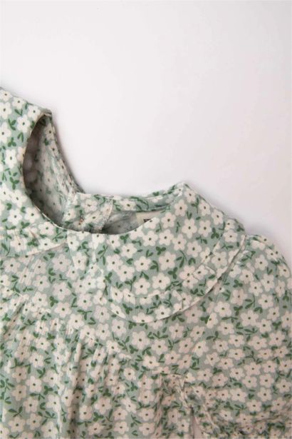 Baby Girl Bebe Collar Crinkle Viscose Shirt