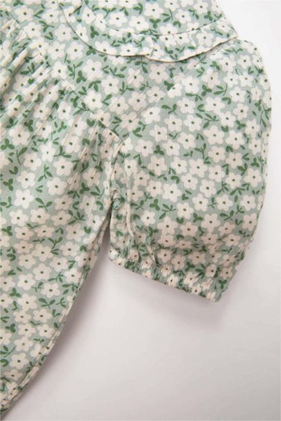 Baby Girl Bebe Collar Crinkle Viscose Shirt