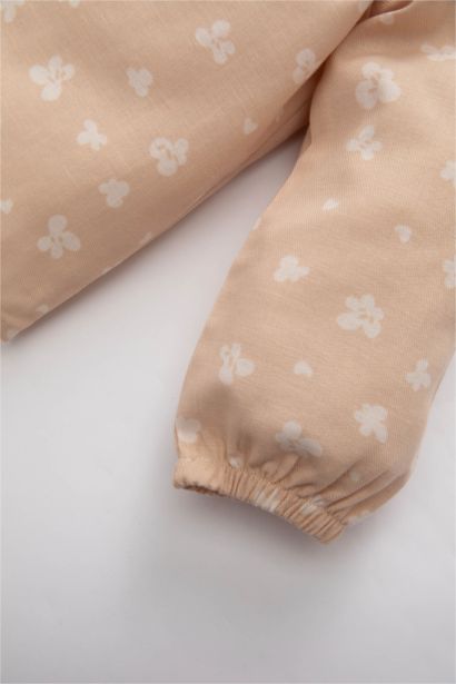 Baby Girl Baby Collar Floral Twill Long Sleeve Shirt