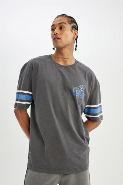 NBA Denver Nuggets Oversize Geniş Kalıp Bisiklet Yaka Ağır Kumaş Kısa Kollu Tişört