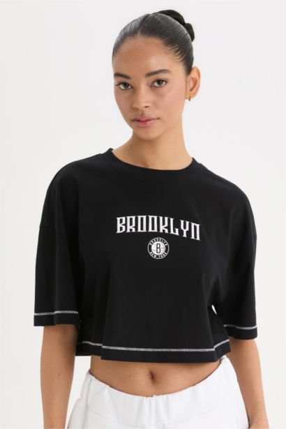 T-Shirt À Manches Courtes Col Ras Du Cou NBA Brooklyn Nets de DeFacto Fit