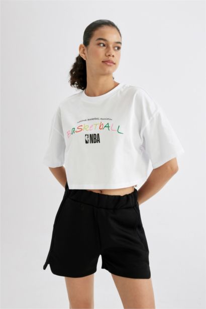 DeFactoFit NBA Wordmark Oversize Fit Crew Neck T-Shirt