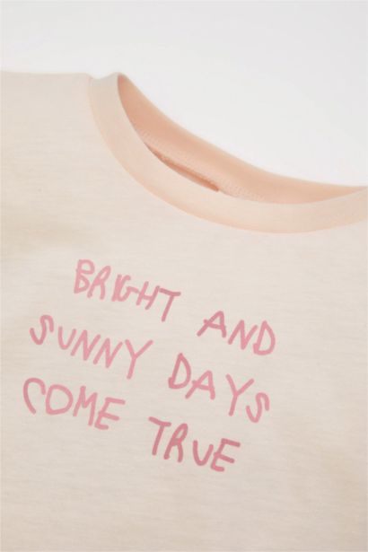 Baby Girl Slogan Printed Short Sleeve T-Shirt