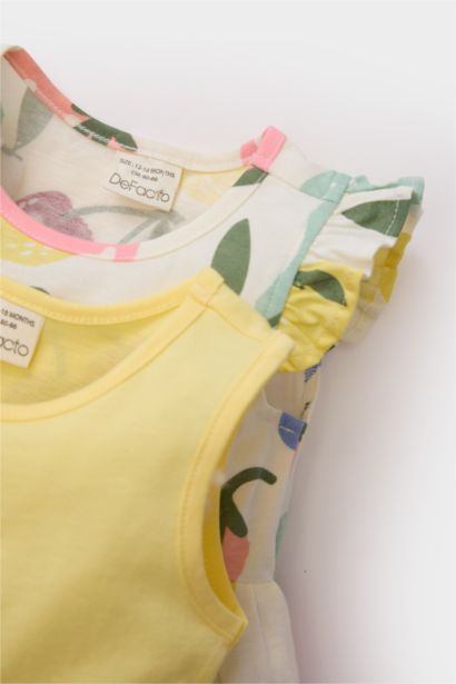 Girl Patterned Sleeveless 2 Piece Dress