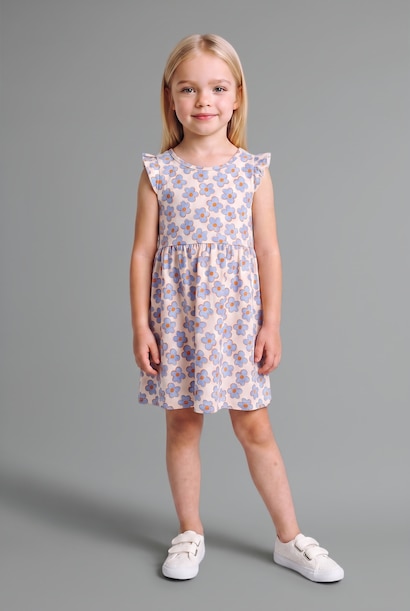 Lot de 2 Robes fleurie et unie pour bébé fille