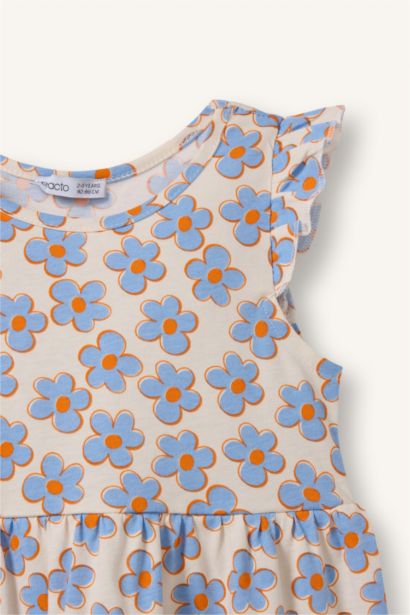 Baby Girl 2 piece Regular Fit Printed Short Sleeve Knitted Dress
