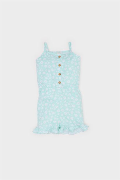 Baby Girl Patterned Suspender Jumpsuit