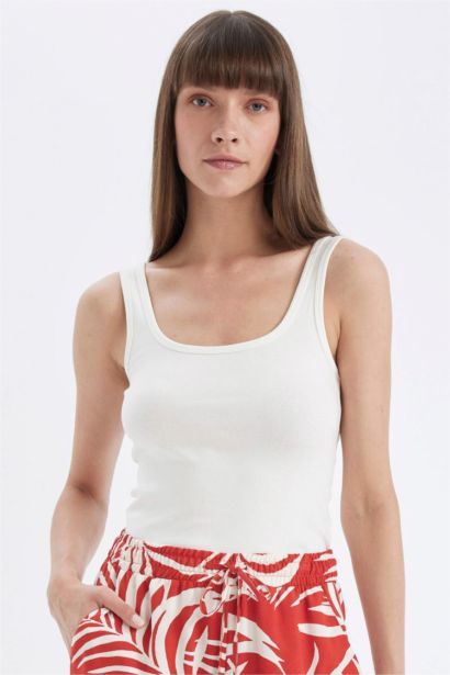 Slim Fit Ribana Crew Neck Sleeveless Tank Top