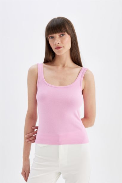 Slim Fit Crew Neck Ribbed Tank Top