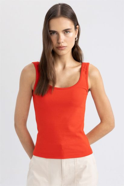 Slim Fit Ribana Crew Neck Sleeveless Tank Top