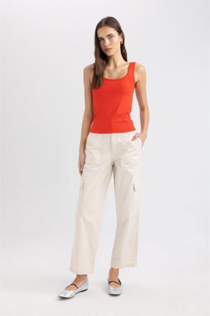 Slim Fit Ribana Crew Neck Sleeveless Tank Top