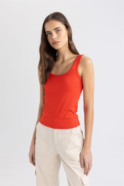 Slim Fit Ribana Crew Neck Sleeveless Tank Top