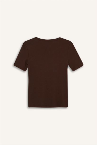 Slim Fit Crew Neck Ribbed Camisole Casual T-Shirt