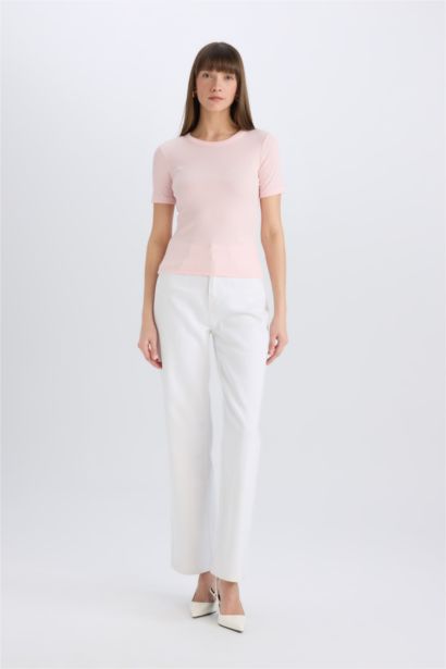 Slim Fit Crew Neck Ribbed Camisole Casual T-Shirt