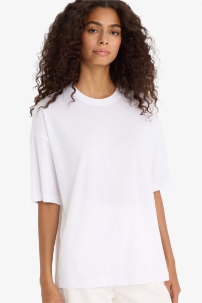 Oversize Fit Basic Cotton Short Sleeve T-Shirt