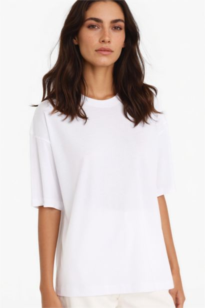 Oversize Fit Basic Cotton Short Sleeve T-Shirt