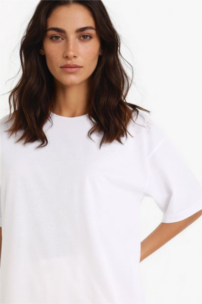 Oversize Fit Basic Cotton Short Sleeve T-Shirt