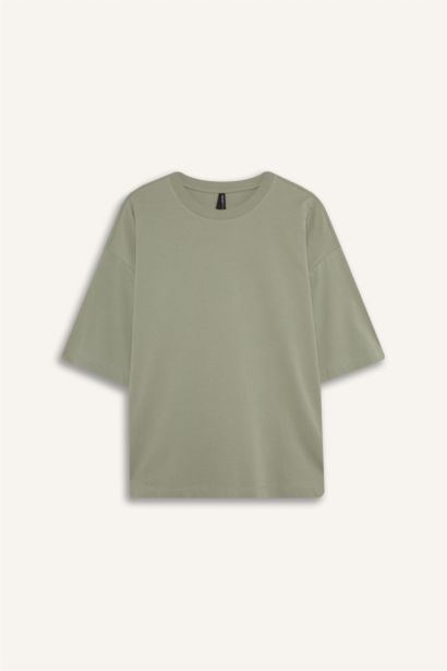 Oversize Fit Crew Neck Basic Jersey T-Shirt