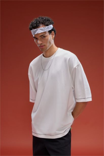 Loose Fit Crew Neck Short Sleeve Heavy Fabric T-Shirt