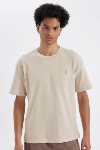 Oversize Fit Crew Neck Printed Short Sleeve T-Shirt