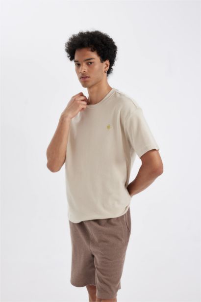 Oversize Fit Crew Neck Printed Short Sleeve T-Shirt