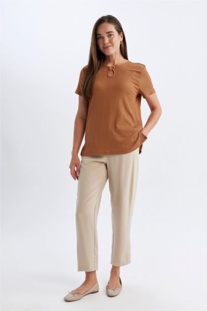 Bisiklet Yaka Kısa Kollu Tişört