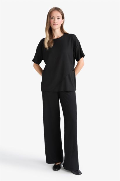 Straight Fit Regular Hem Trousers