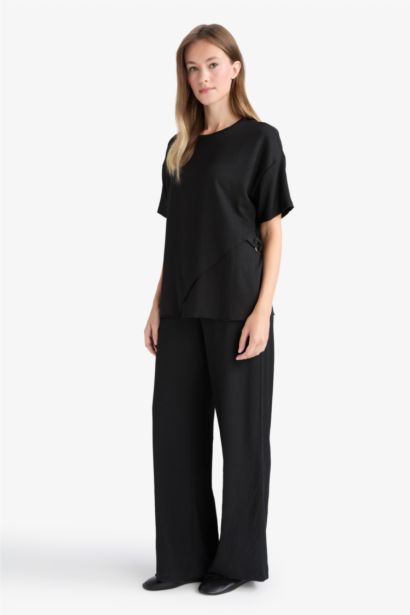 Straight Fit Regular Hem Trousers