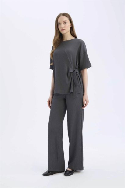 Straight Fit Regular Hem Trousers