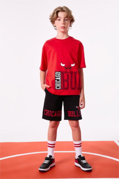 T-Shirt Oversize à Manches Courtes Col de Vélo NBA Chicago Bulls pour Garçon