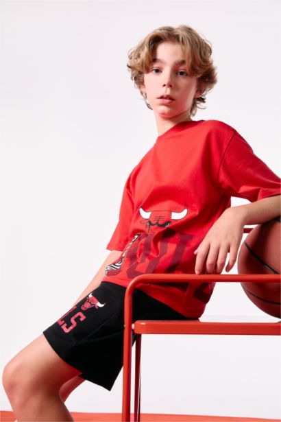 T-Shirt Oversize à Manches Courtes Col de Vélo NBA Chicago Bulls pour Garçon