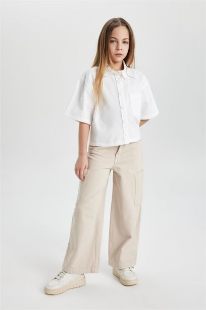 Wide Leg Kargo Geniş Bol Paça Jean Pantolon Kız Çocuk