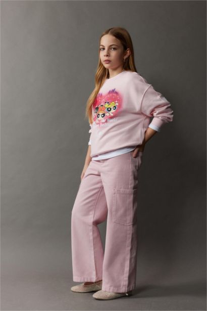 Детские широкие джинсы с карманами и широкими штанинами