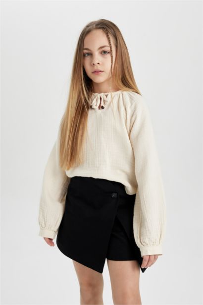 Blouse Mousseline à Manches Longues pour Fille