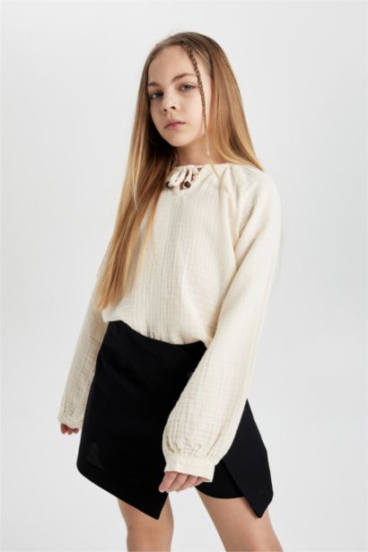 Blouse Mousseline à Manches Longues pour Fille