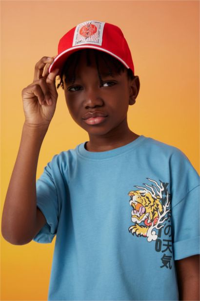 كاب بيسبول اولادي قطن احمر باتكيت