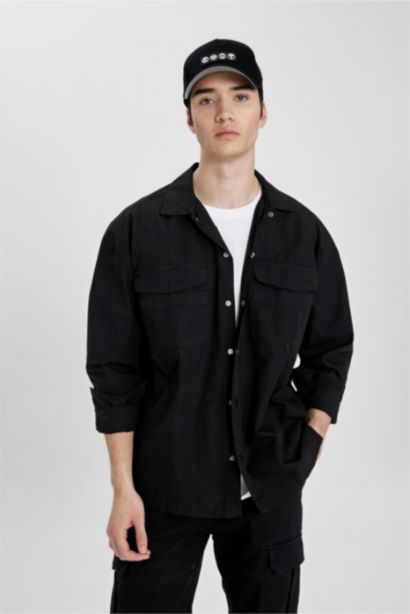 Oversize Fit Cotton Long Sleeve Shirt