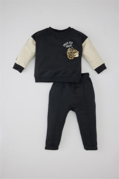 Ensemble De Sweatshirt Imprimé Et Pantalon De Jogging Pour Bébé Garçon - 2 Pièces